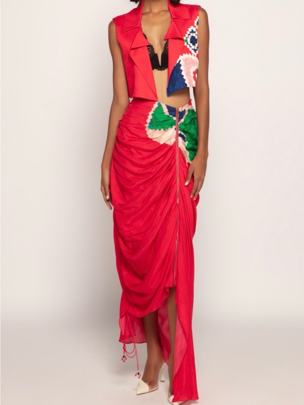 Saaksha & Kinni silk Red & Multicolor skirt